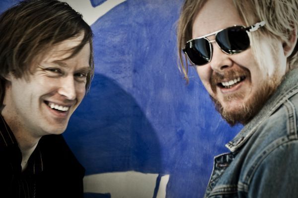 Two iconic rock poets of the north: Dennis Lyxzén and Mattias Alkberg.